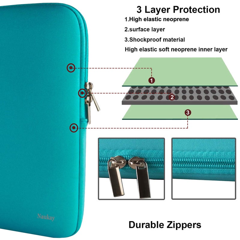 Naukay 15.6 Inch Laptop case Bag Against dust Resistant Neoprene Notebook Computer Pocket Sleeve/Tablet Briefcase Carrying Bag Compatible 15-15.6 Inch HP/Dell/Asus/Acer/Toshiba/Fujitsu-Blue - Image 3